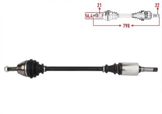 VEKA Ön Aks Sağ 106 1.4 Uzunluk 798mm 1991-1996